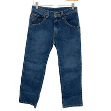 Wrangler Boys Cotton Adjustable Waist Straight Leg Jeans Blue Size 10 Husky