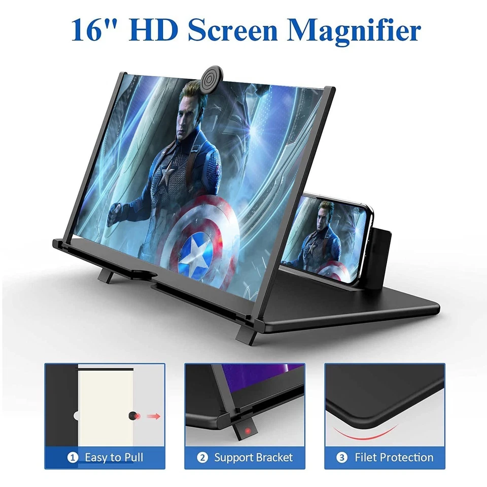 16" Screen Magnifier for Cell Phone – 3D HD Magnifing Screen Enlarger Project... - Image 3 of 4