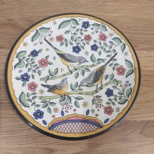 Ceraplat Vintage Miniature 5" Floral Bird Plate Handmade in Spain Wall hanging 