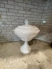 Indiana Glass Harvest Grape Pedestal Milk Glass Compote Dish w/Lid Vintage 10”