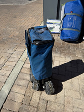 Timber Ridge Foldable beach Cart Trolley, Blue/Black Fabric Metal, 4 Wheels