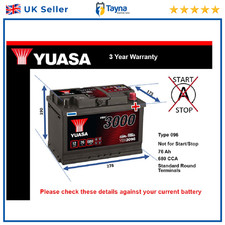 Battery fits LEXUS SC430 LC500h LS500H RCF ES350 ES250 ES200 UX200 2001 on 096