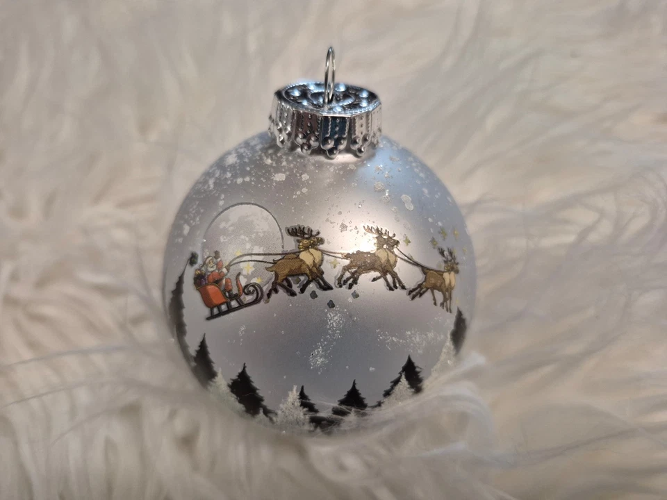 Christbaumkugel Weihnachtskugel Christbaumschmuck Krebs Lauscha silber Rentier - Bild 3 von 4