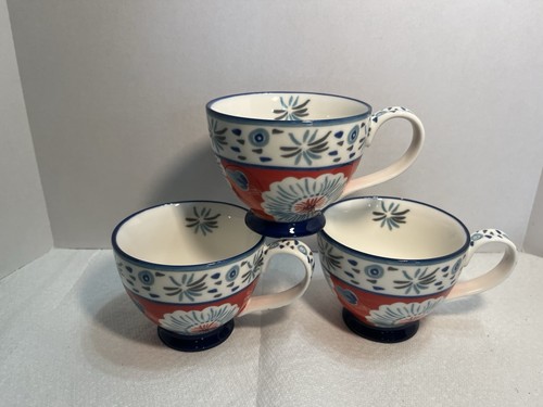 3 Potter's Studio Coffee Tea Mug Cup 12 oz Floral Ceramic New 1934