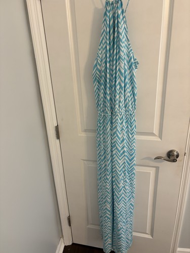 Pineapples maxi dress XL blue Chevron flaw-spot Boutique Dress. NWT - Picture 2 of 12