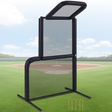 Black Baseball Pitching Screen Batting Cage Net Top-of-The-Frame Overhang Pro...