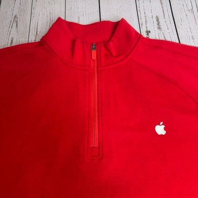 Apple Computer Brand Store Red Pullover 1/4 Zip Employee Sweatshirt Mens XL