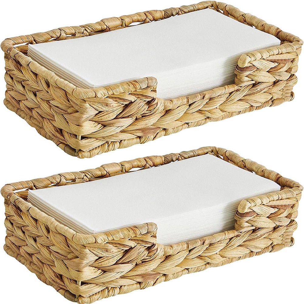 2PCS Bathroom Disposable Guest Towel Holder Long Seagrass Woven Rattan7496