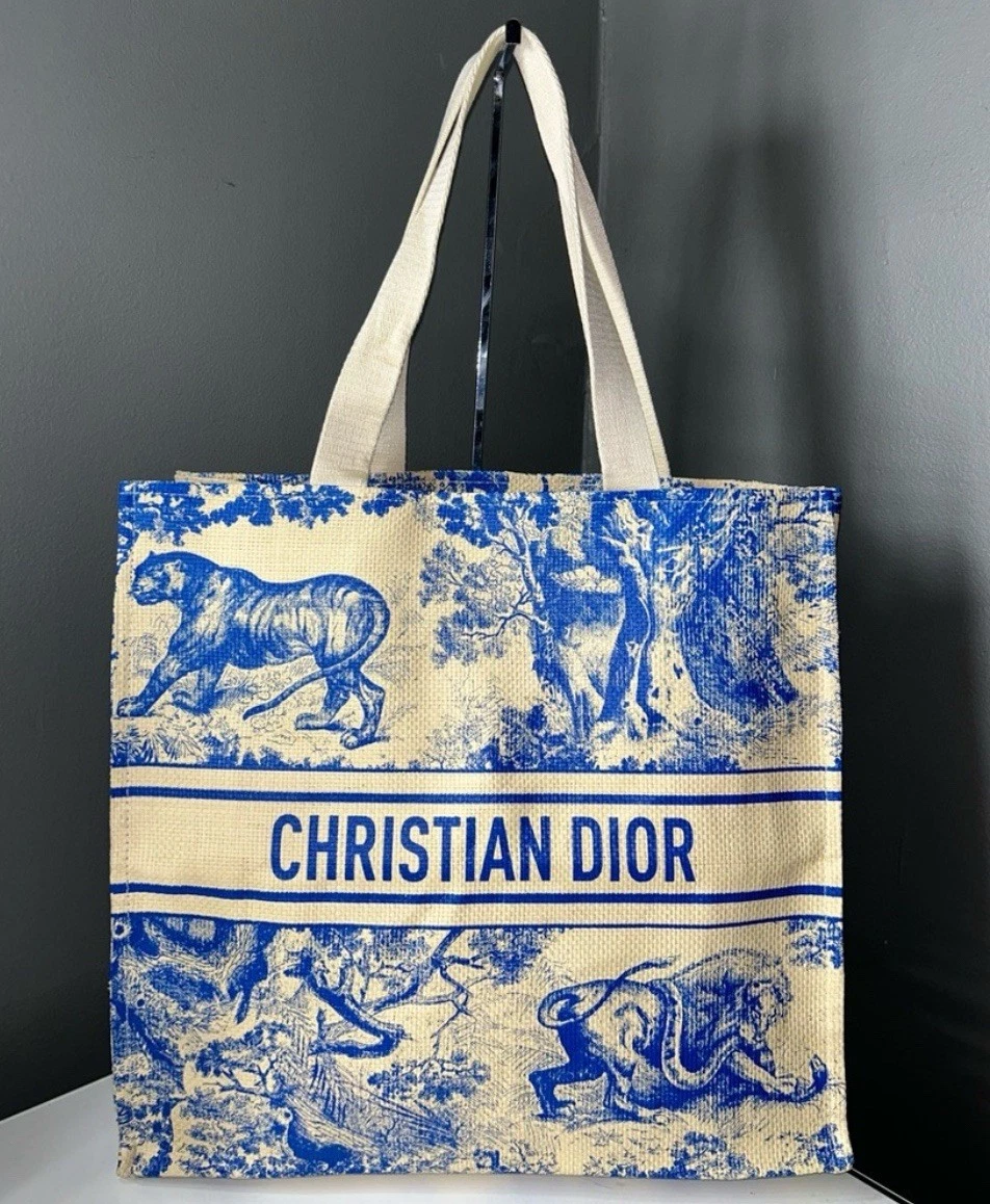 Sac fourre tout Christian Dior GWP bleu Dioriviera paille