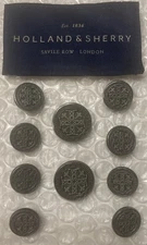 Holland & Sherry Blazer Button Set Celtic Cross Antique Silver 10 For 2 Button