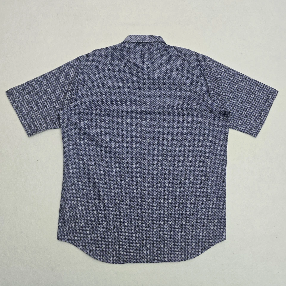 Рубашка Bugatchi на пуговицах с коротким рукавом мужская размер XL синяя геометрическая форма классическая - Изображение 2 из 4