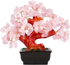 Rose Quartz Crystal Tree Cute Pink Room Home Desk Office Decor Feng Pink-rose 