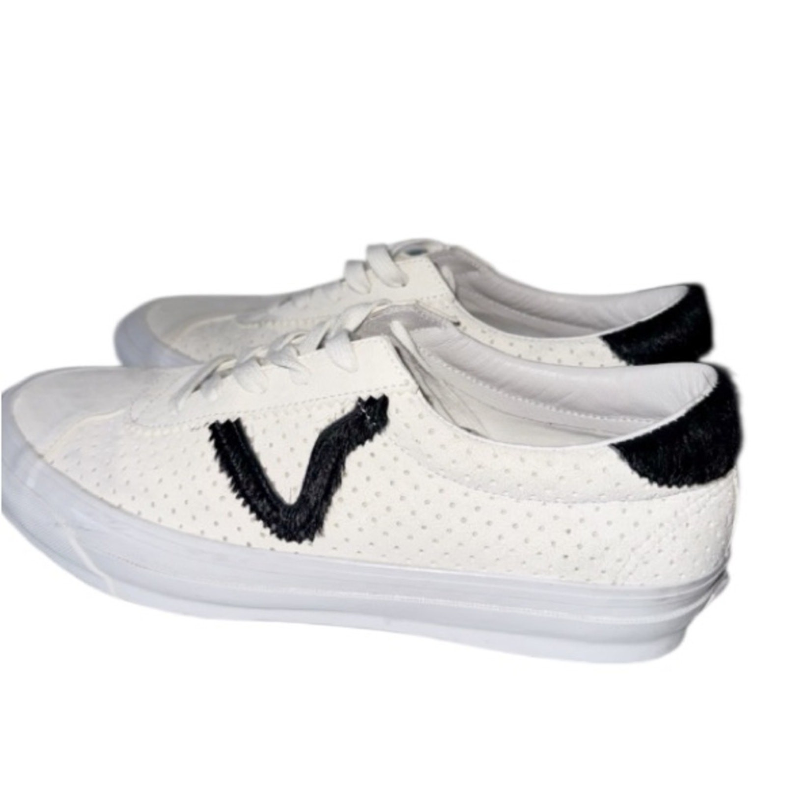 PONY Sneakers Vans Off The Wall bianche scamosciate traforate nere capelli di cavallo donna 10 5