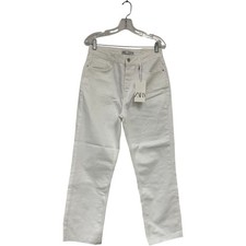 Zara Womens Jeans EU 40 US 8 Straight Leg Rigid White High Rise Raw Hem NWT