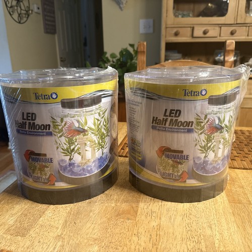Tetra LED Half Moon Betta Aquarium 1.1 Gallon PAIR Of Tanks Sealed Brand NEW