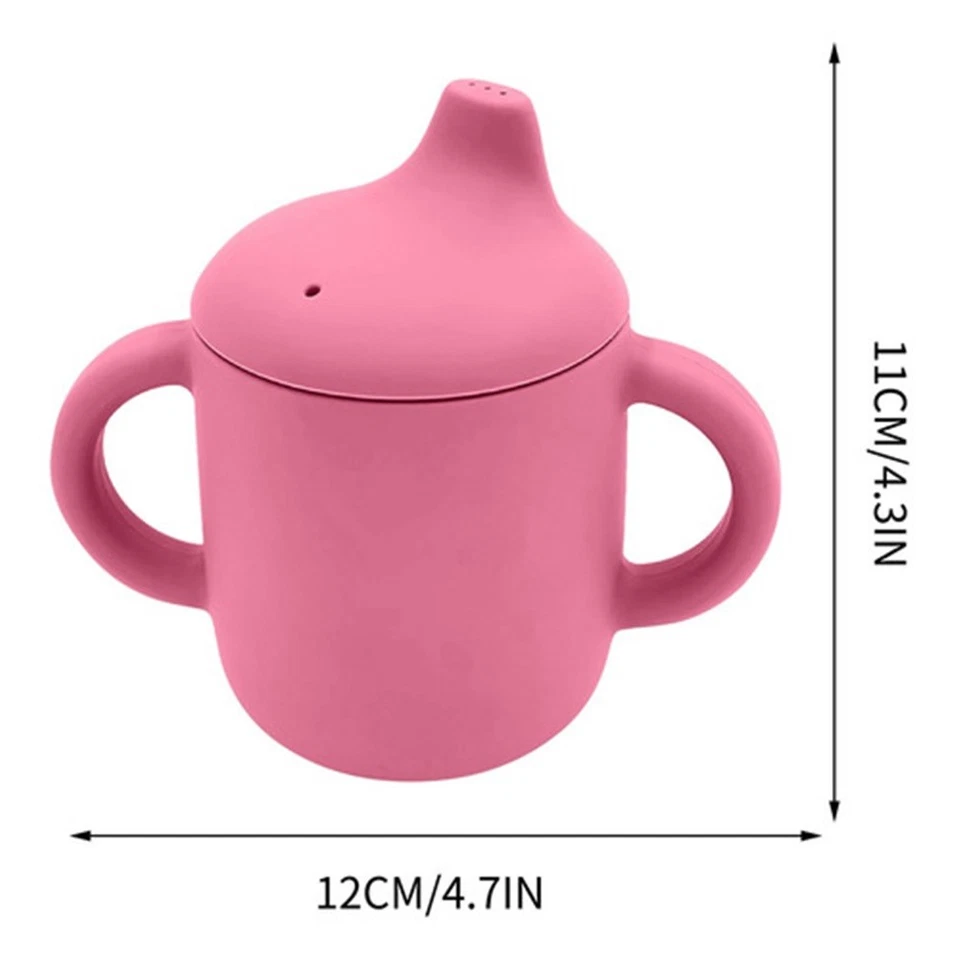 Taza de entrenamiento para bebés a prueba de derrames, taza para sorber de silicona con asas de fácil agarre Foto 4 de 4