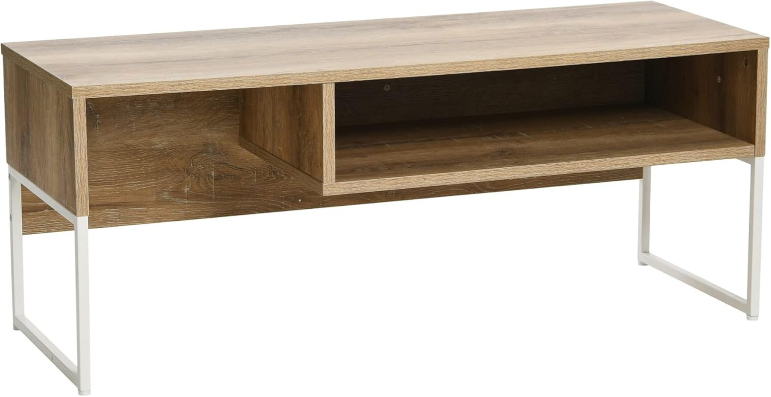 With Rustic Wood Grain & White Metal Storage