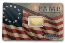 PAMP-250th Anniversary Of America (USA)-2.5 gram Gold .9999 Bar-10k In Assay?? 5535.80 per troy oz