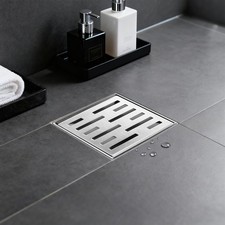Square Shower Drain 4 inch, Brushed Nickel 304 Stainless Steel Floor Drain fo...