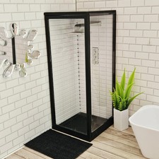 Black Modern Shower Cubicle 1:12 Scale Dolls House Miniature