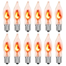 Flickering Flame Light Bulbs 12 Pack E12 Candelabra Base Flicker Flame Bulb, ...