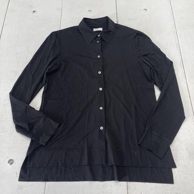 Rosetta Getty Button Up Shirt Womens Large Black Collared Long Sleeve Tunic