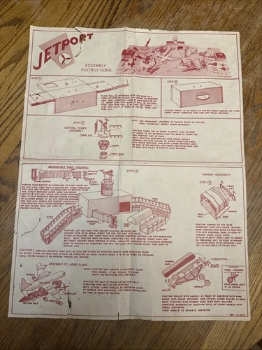 Original MARX Jetport  Playset Instructions Sheet Red Ink P-1379