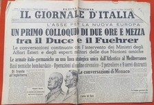 1940 ITALIAN NEWSPAPER WORLD WAR FIRST INTERVIEW MUSSOLINI HITLER MONACO