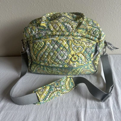 Vera Bradley Laptop Messenger Bag Lemon Parfait Quilted Fabric Shoulder Strap - Image 1 of 4