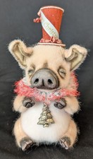 Pumba the Mini Pink Pig with Hat OOAK Handmad...