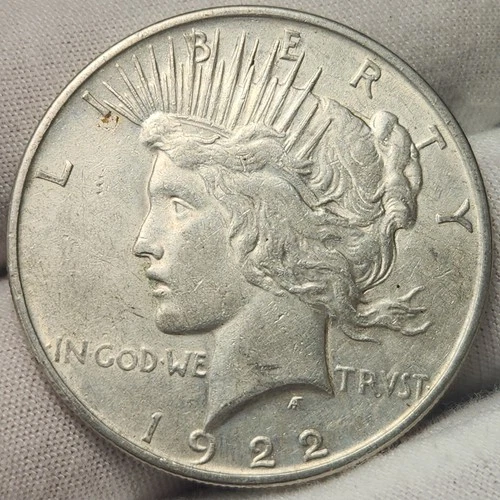 1922 P Peace US Silver Dollar - AU Details, 90% Silver US Coin, P-22p5