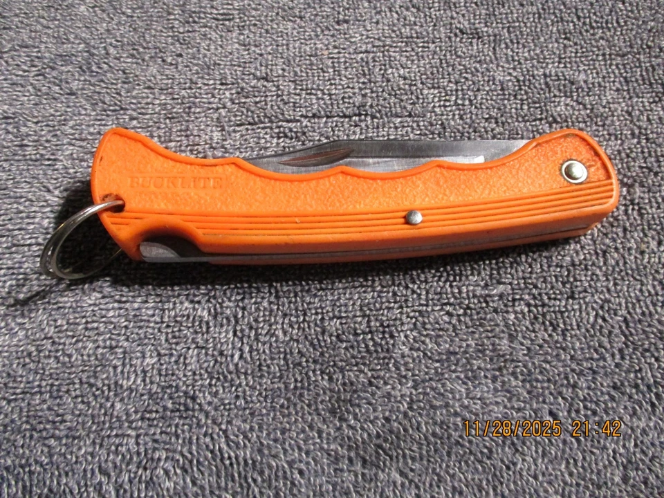 Винтажный 1990 Buck США Bucklite оранжевый 426 складной нож замок простоя края лезвие - Изображение 4 из 4