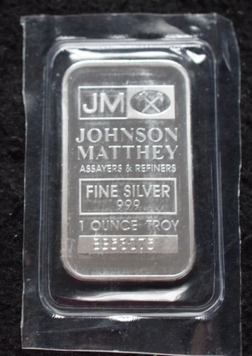 John Matthey 1 ounce 0.999 Fine Silver Bar w/ serial number