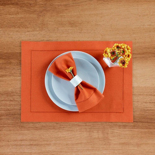Solino Home Cotton Linen Hemstitch Dinner Napkins 20" for Summer Dining Set of 4 - Picture 56 of 99
