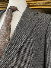Daniel Cremieux 42R USA MADE Black & White Birdseye Tweed 100% Wool 2Btn Blazer