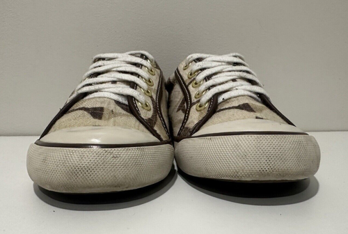 COACH Barrett women size 7B sneakers beige/brown textile and leather style A1365 - Picture 7 of 13