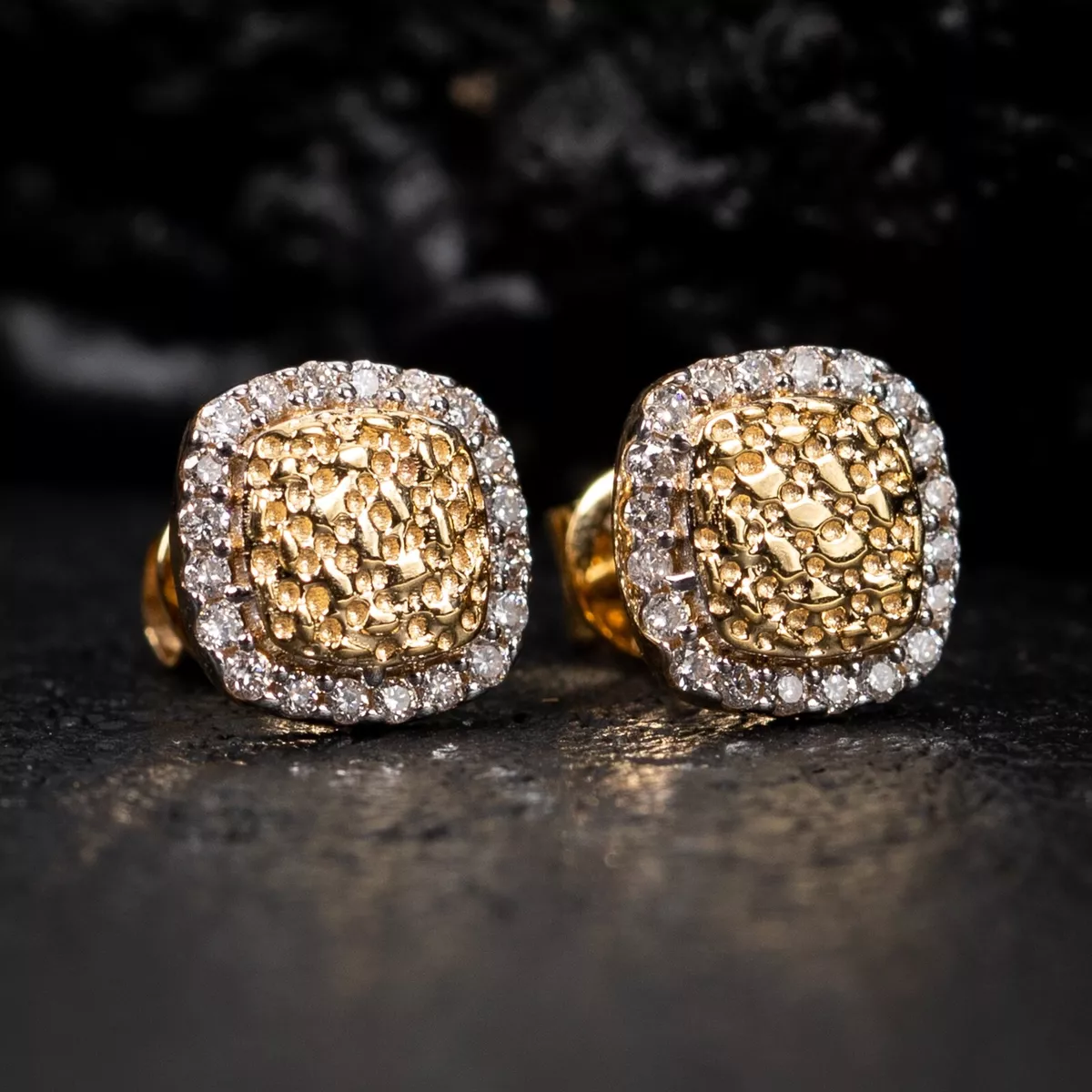 Mens 14k gold diamond earrings deals