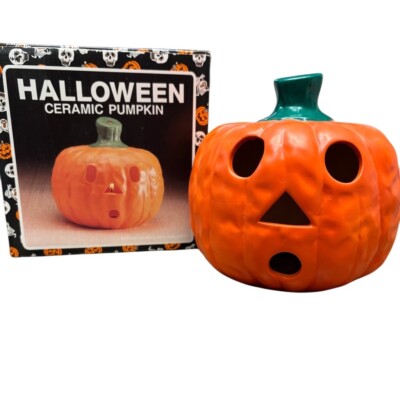 Vintage Dayton Hudson Halloweenn Ceramic Pumpkin Candle Holder
