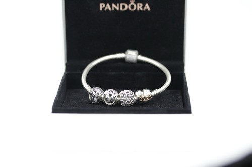 Pandora Armreif mit 3 Elementen 925er Silber & 1 Herz/Love Clip Silber Gold Top - Bild 2 von 5