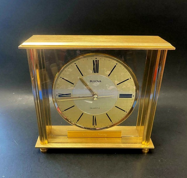 Vintage Bulova Quartz Gold Clock Japan B1700 Chris & Jimmy eBay