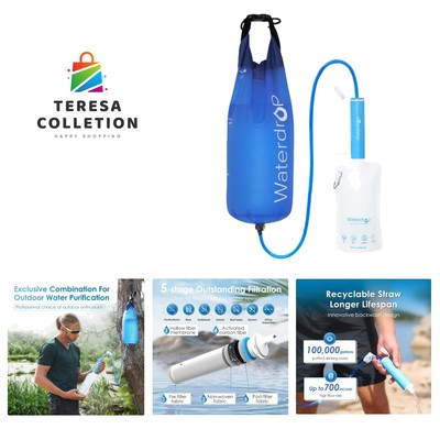 Gravity Water Filter Straw, Camping Water Filtration System, Water Purifier S...