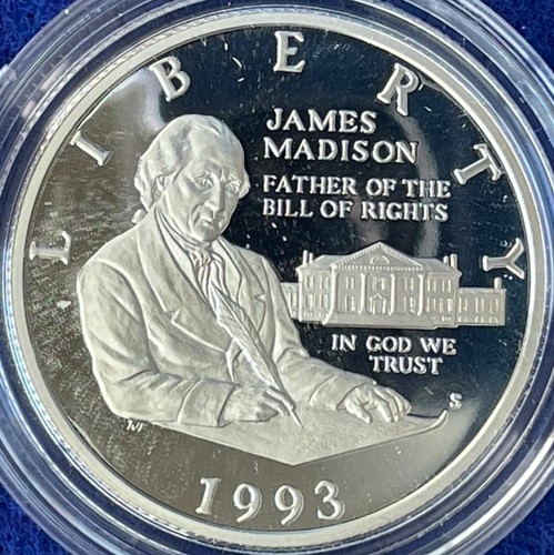 1993-S 2-coin 90% Silver Proof Set-James Madison- Father of the Bill of Rights - Picture 11 of 13