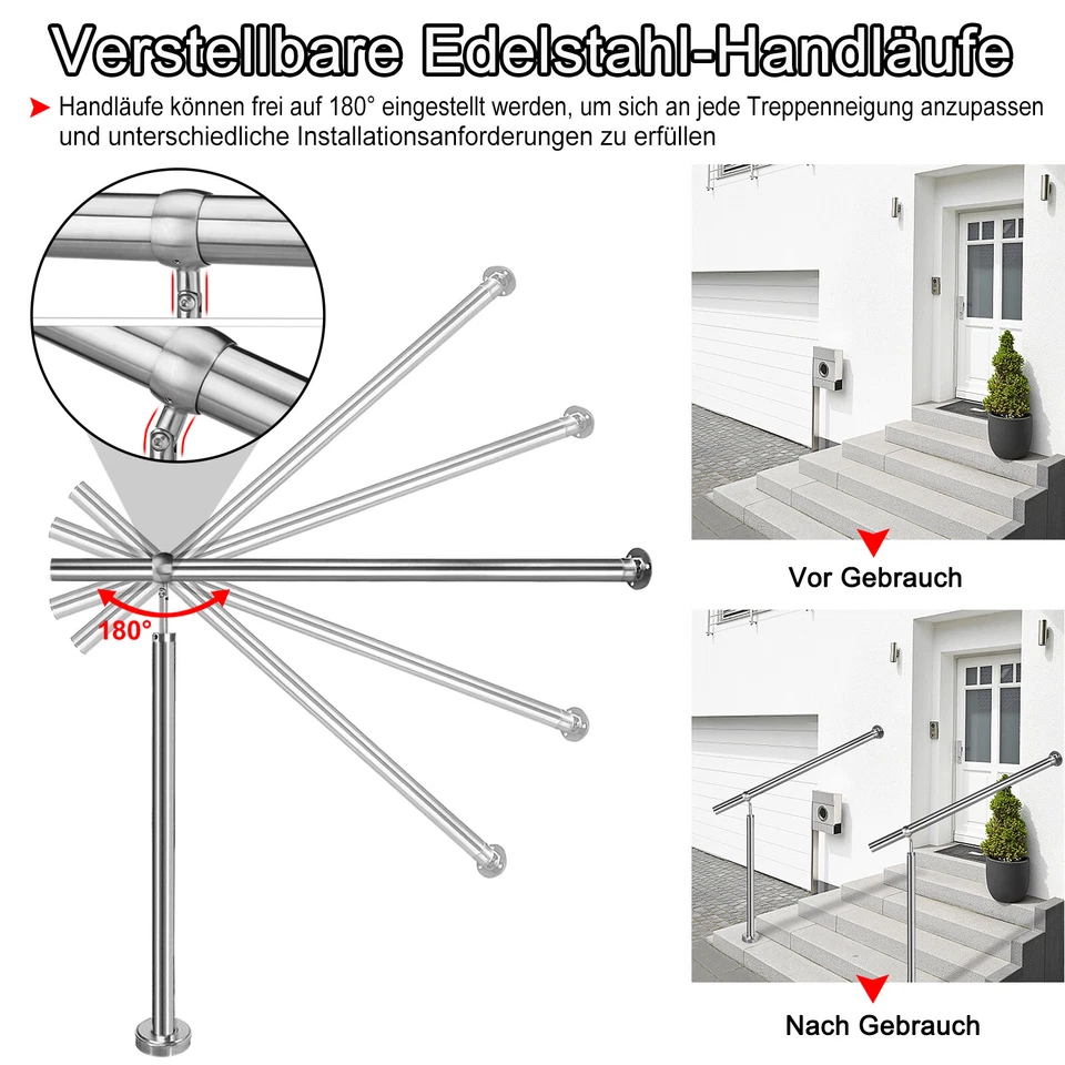 Eingangsgeländer Treppengeländer Handlauf Edelstahl Brüstung für Außen & Innen^ - Bild 3 von 4