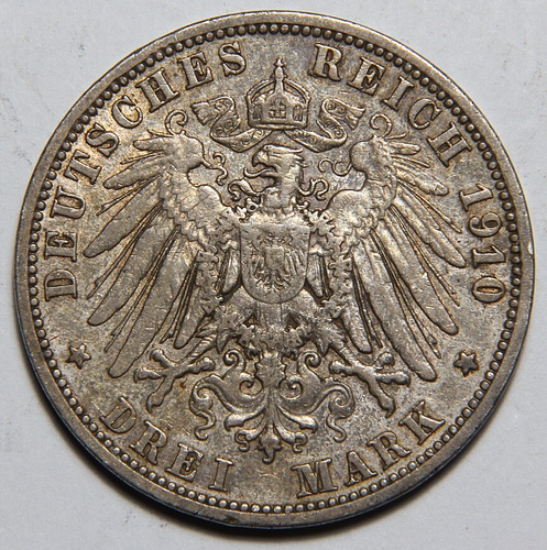 1910 Stati tedeschi Prussia 3 marchi -3894- - Foto 2 di 2