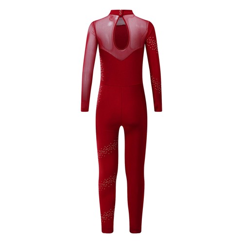 Kid Girl Bodysuit Unitard Jumpsuit Sparkly Dancewear Shiny Leotard Turtleneck - Picture 9 of 44