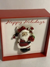 Vintage sears Christmas enamel Brooch santa claus old fashioned rare holidays
