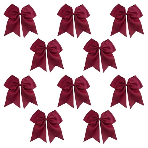 10 Pcs 7 Inch Jumbo Cheer Bows Ponytail Holder Cheerleading Girls Bow Hair Tie - Picture 33 of 60