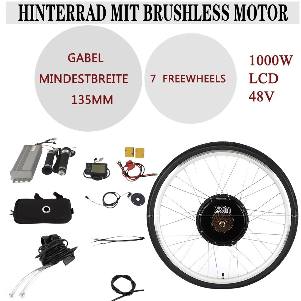 48V 1000W ElektroFahrrad Ebike Hinterrad Umbausatz Ebike Motor LCD