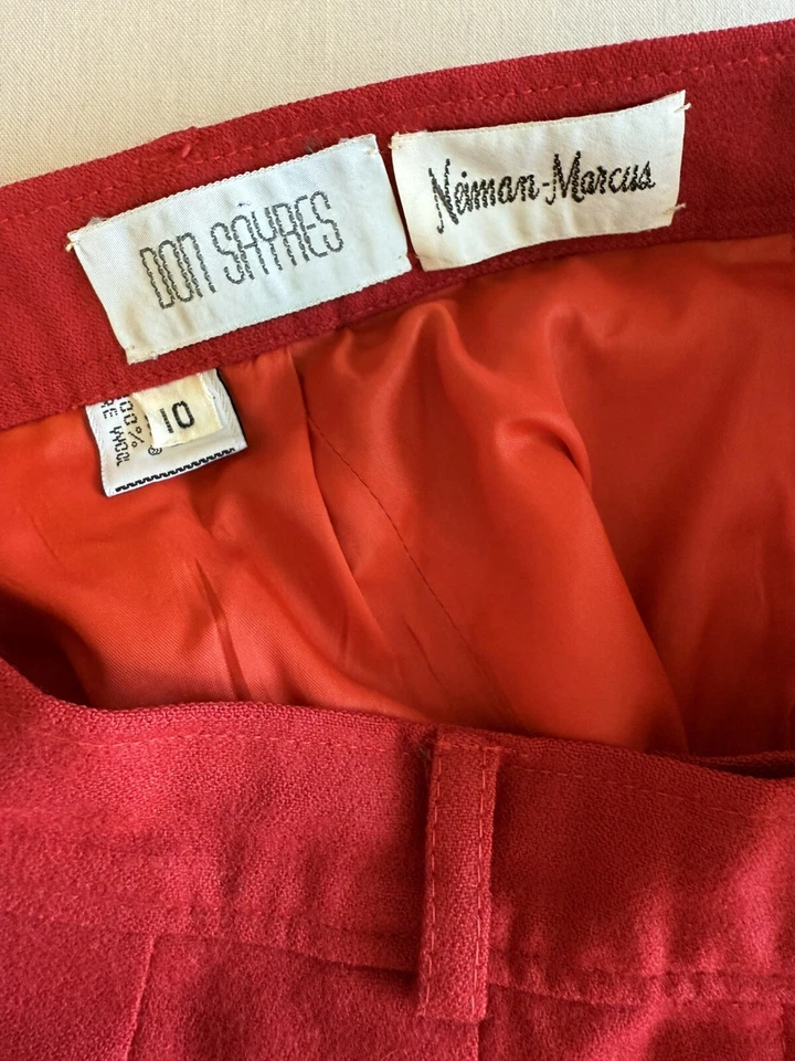 Pantalón plisado cintura alta lana roja vintage Don Sayres Neiman Marcus, años 80 S Foto 4 de 4