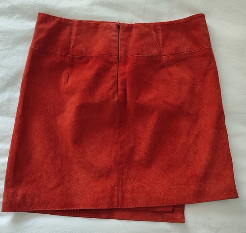 Wrap Over Mini Skirt Burnt Orange Leather Lined Small Size - Picture 2 of 14